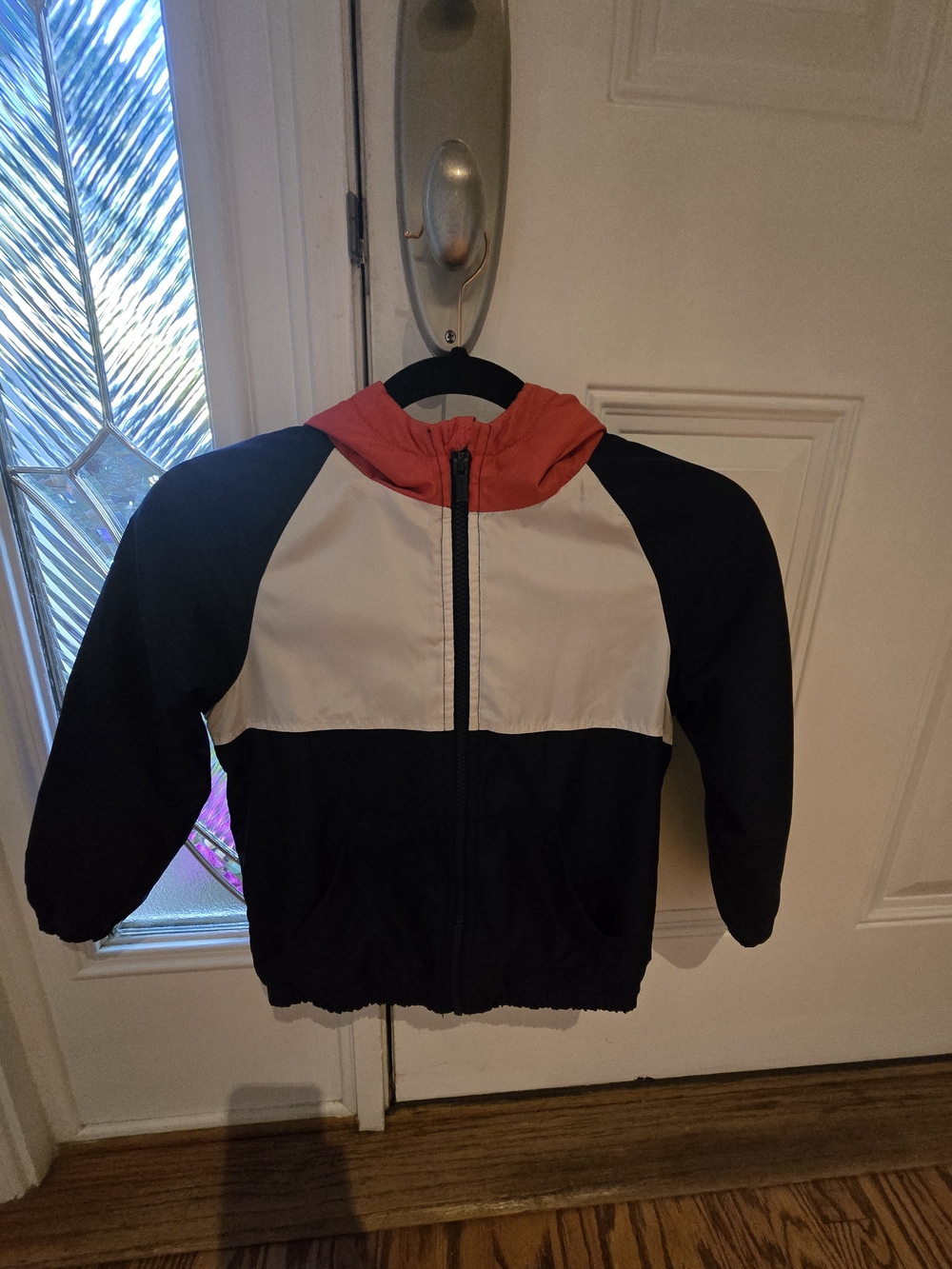 Carter's Colorblock Hooded Windbreaker - Black, White & Coral